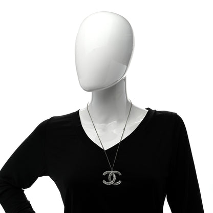 Chanel Crystal CC Pendant Necklace Silver 2 of 4