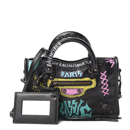 Balenciaga Agneau Graffiti Classic Hardware Nano City Black Multicolor 1 of 9
