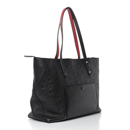 MCM Calfskin Ottomar Monogram Medium Klara Shopper Tote Black 3 of 14
