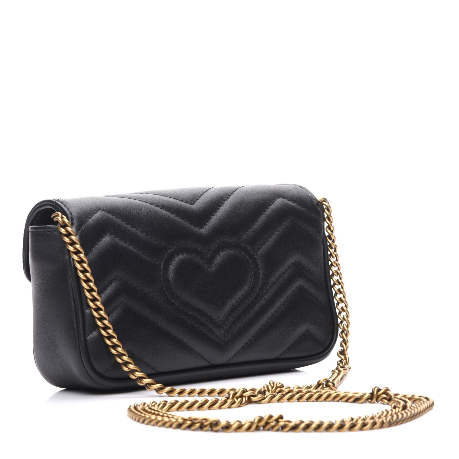Gucci Calfskin Matelasse Super Mini GG Marmont Shoulder Bag Black 3 of 8
