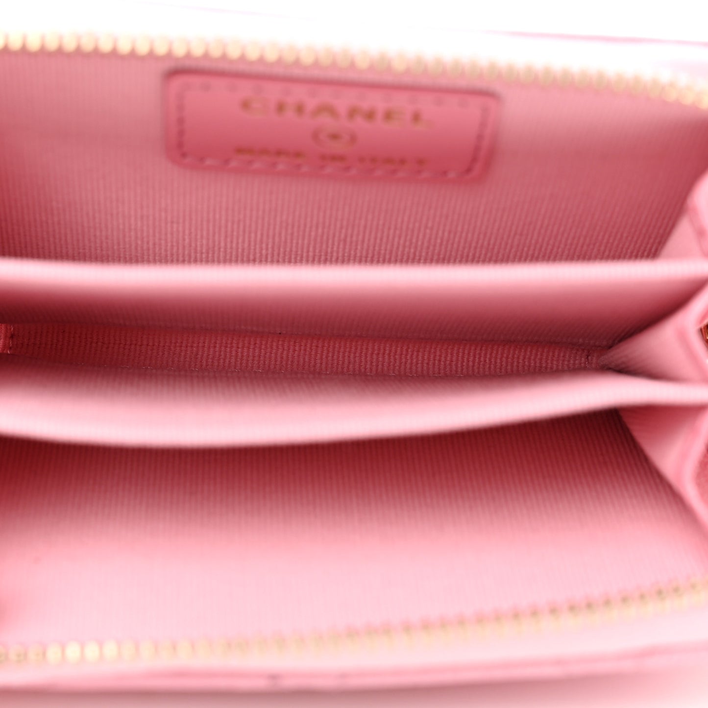 Metallic Goatskin Quilted Zip Around Coin Purse Wallet Rose Clair