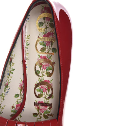Gucci Vernice GG Marmont Fringe 50mm Loafer Pumps 35 Hibiscus Red 7 of 8