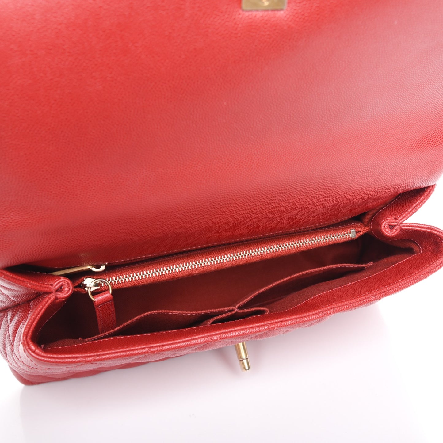 Caviar Quilted Small Coco Handle Flap Red