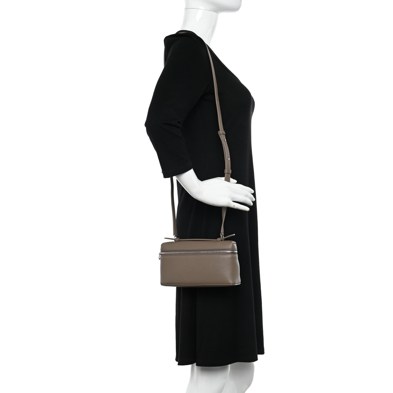 Loro Piana Grained Calfskin L19 Extra Pocket Pouch Warm Mastic