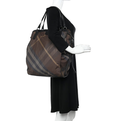 Burberry Nylon Check Small Buckleigh Packable Tote Brown 2 of 11