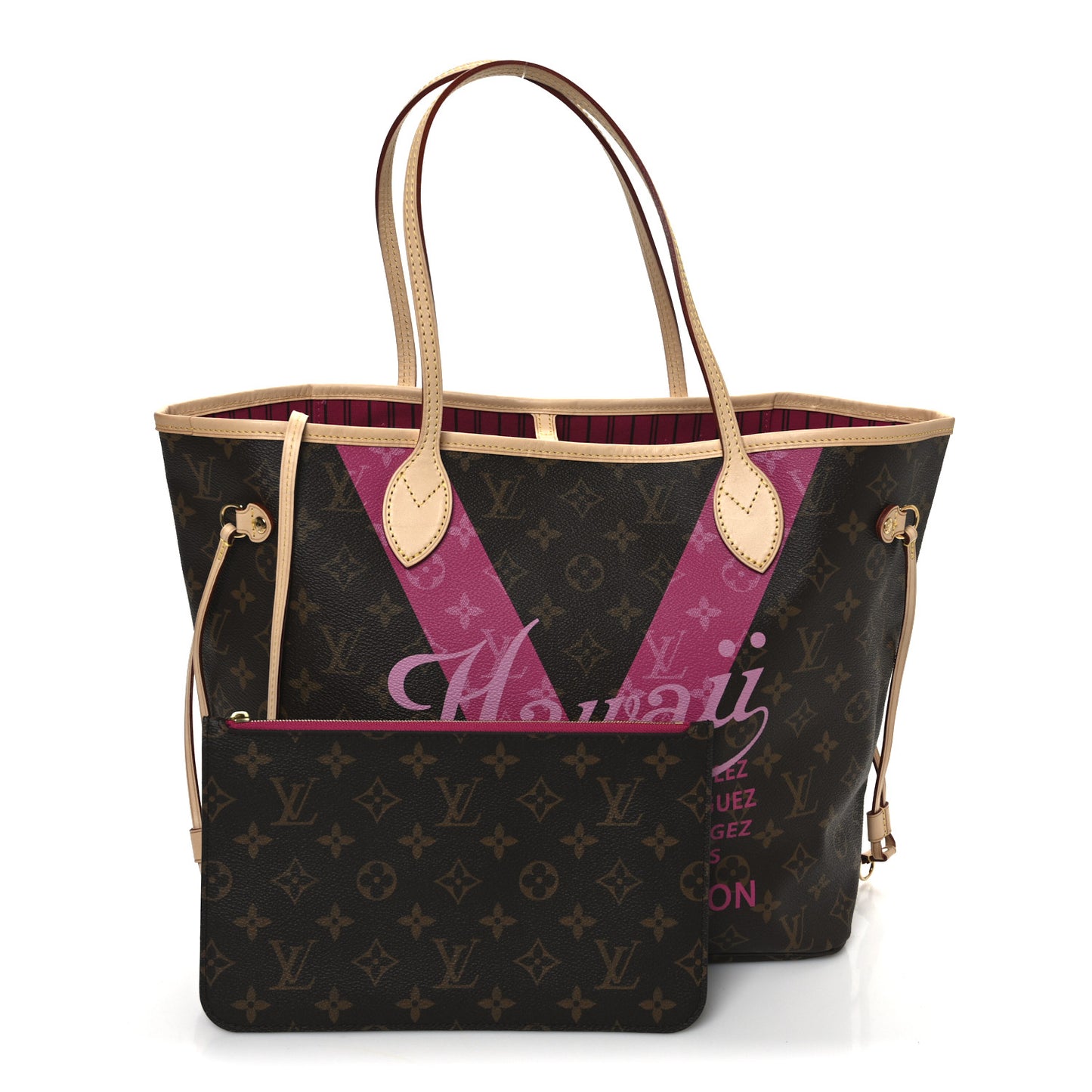 Monogram Hawaii V Neverfull MM Hot Pink