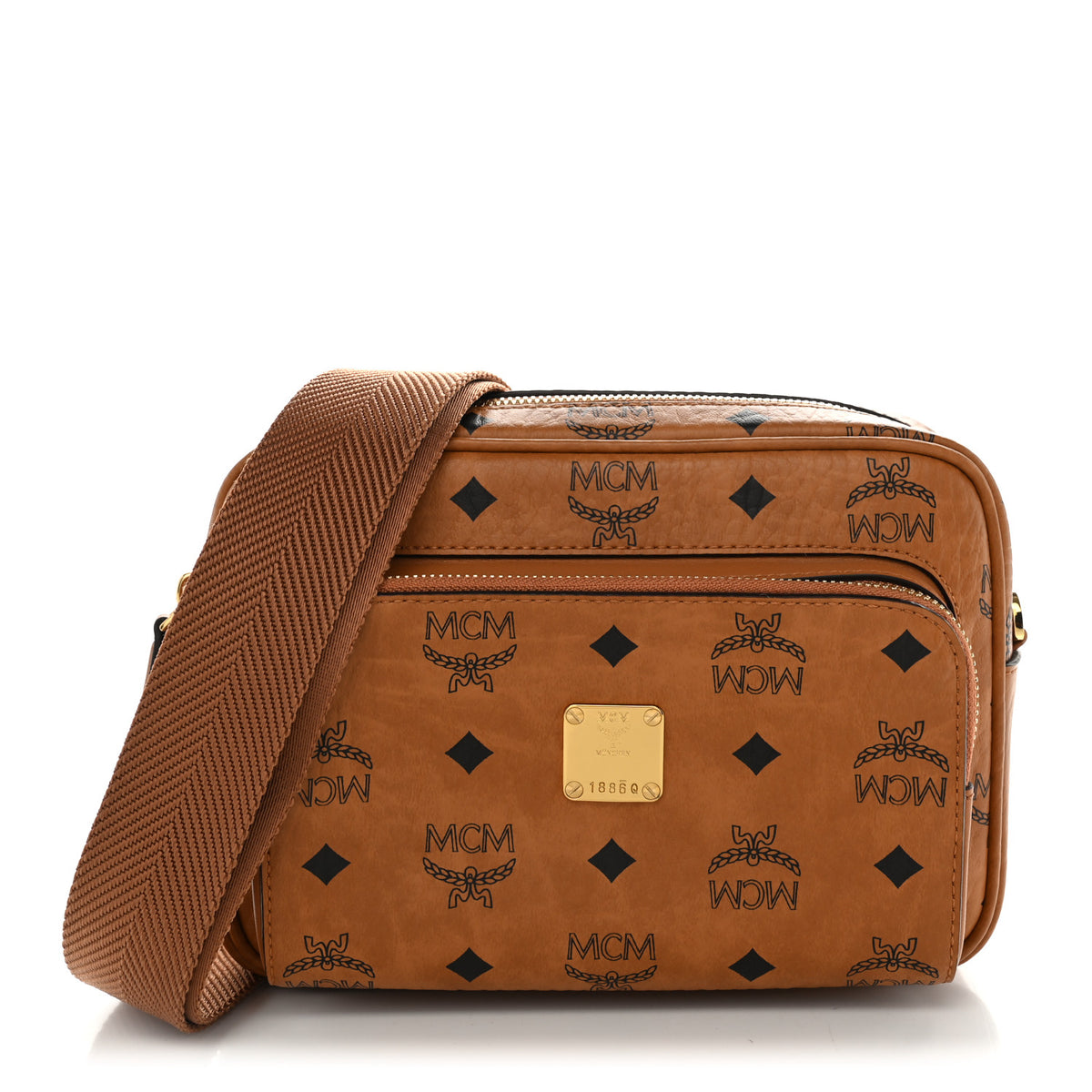 MCM Visetos Monogram Small Aren Crossbody Cognac 1 of 10
