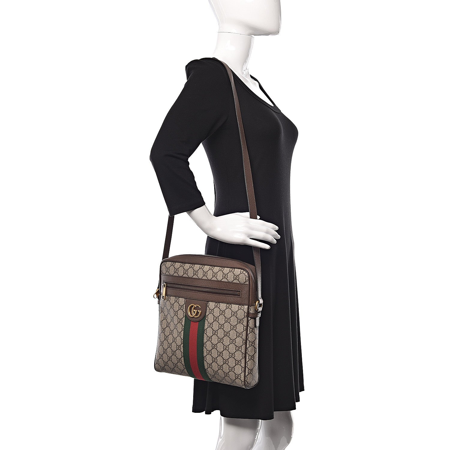 Gucci GG Supreme Monogram Web Medium Ophidia Messenger Bag Brown 2 of 9