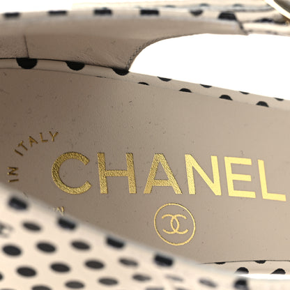 Chanel Printed Calfskin Polka Dot CC Platform Sandals 36.5 Ivory Black 8 of 8
