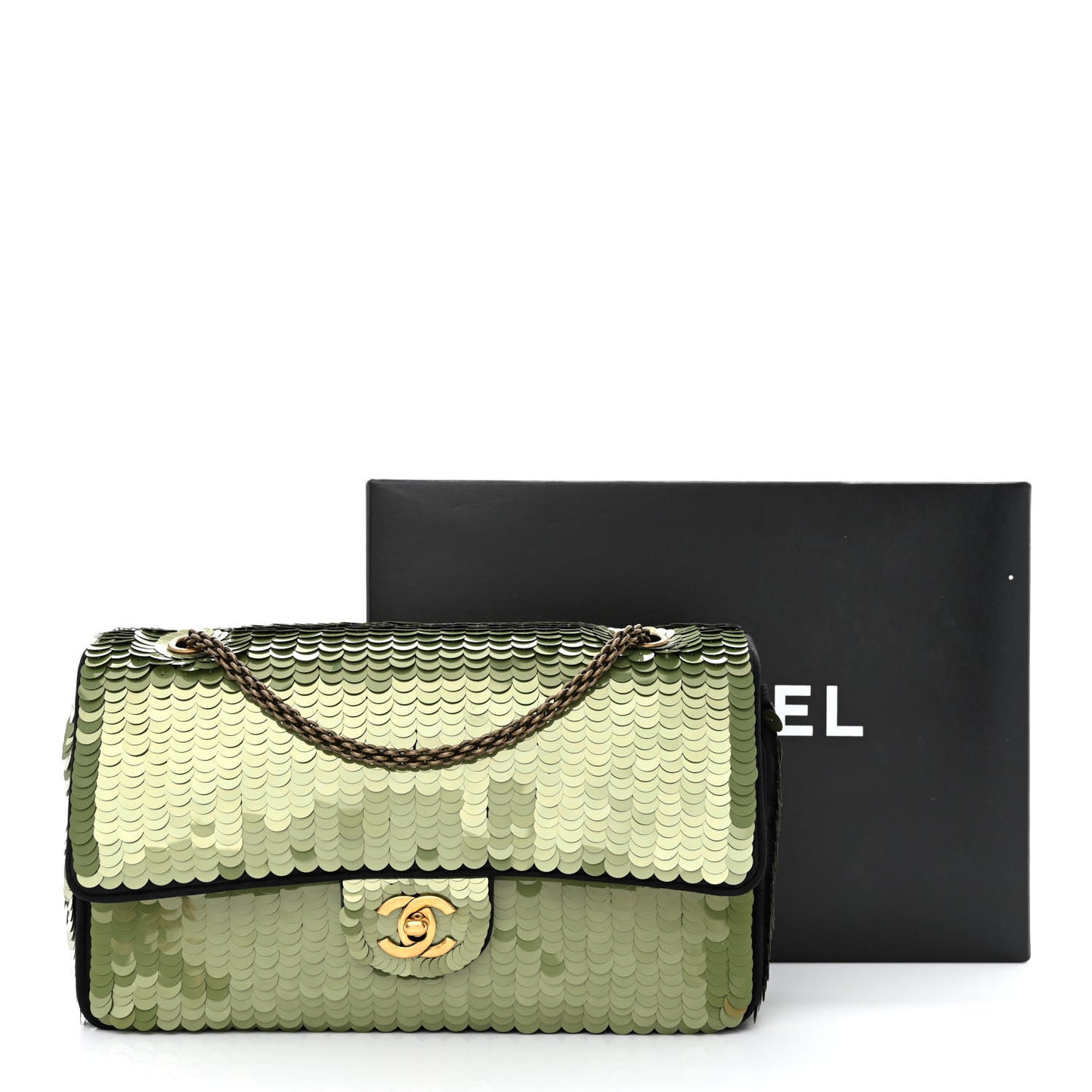 Satin Sequin Medium Paris Shanghai Double Flap Green
