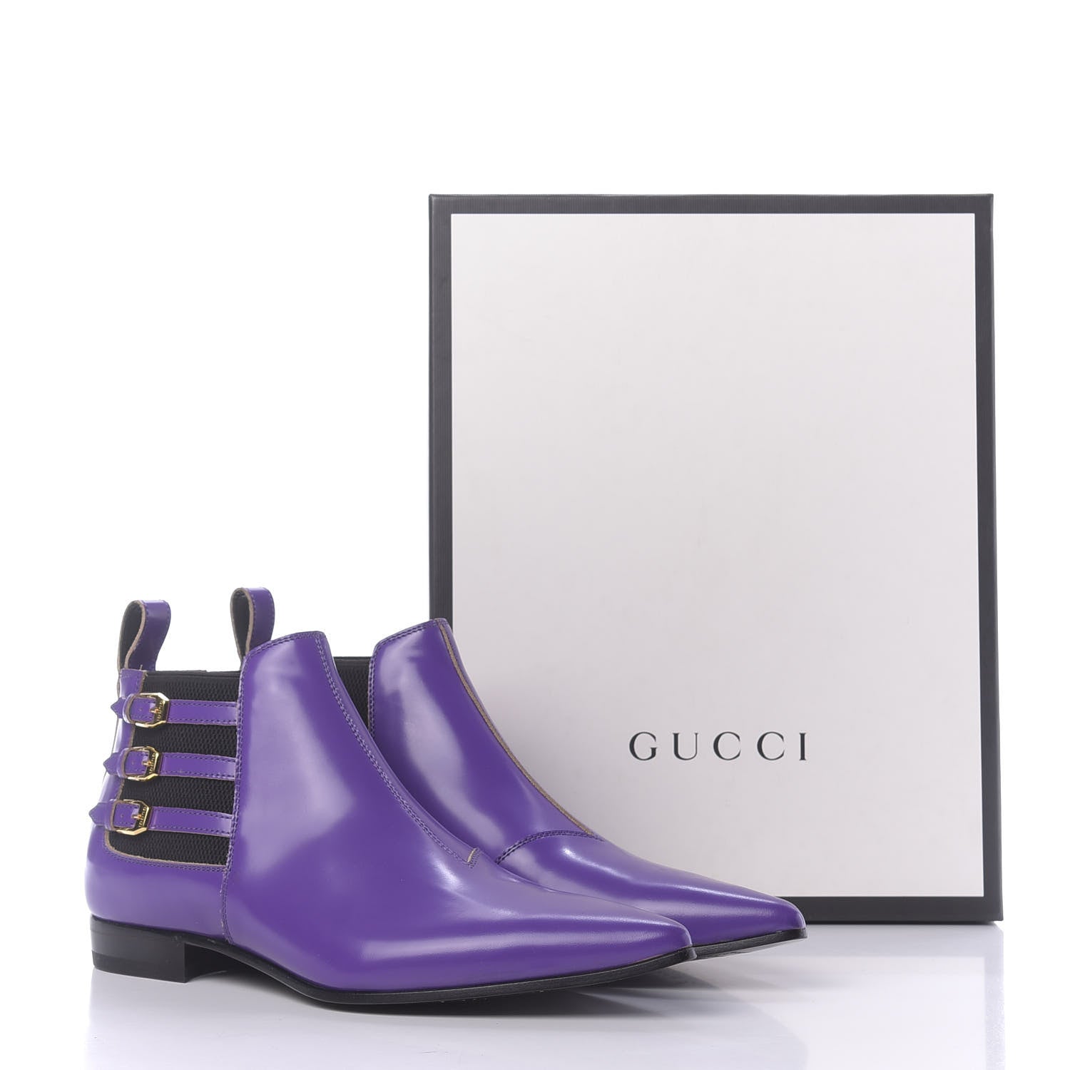 Gucci Cordovan Lux Mens Ankle Boots 10.5 Shine Purple Black 10 of 10