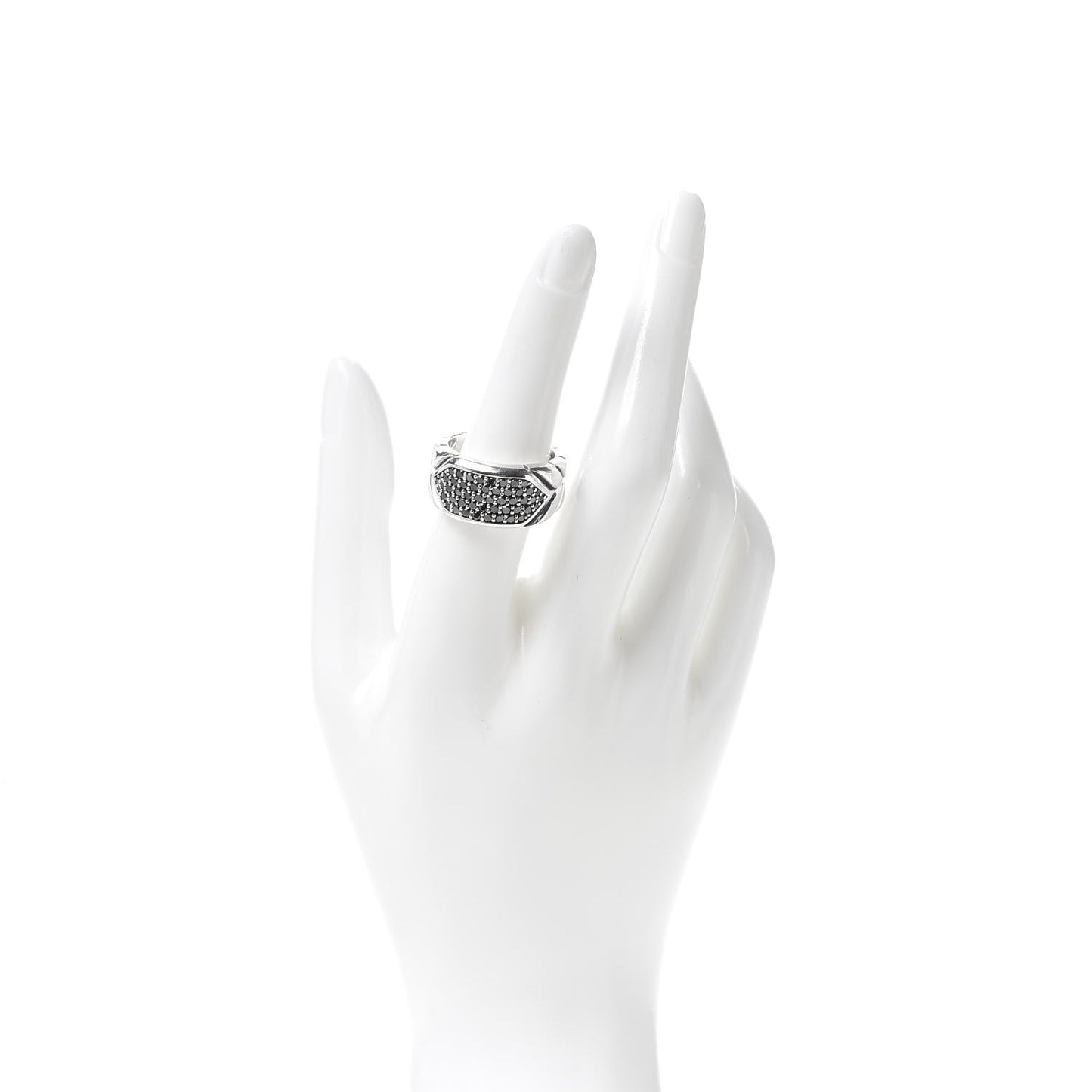 Sterling Silver Black Diamond Chevron Signet Ring 54 7