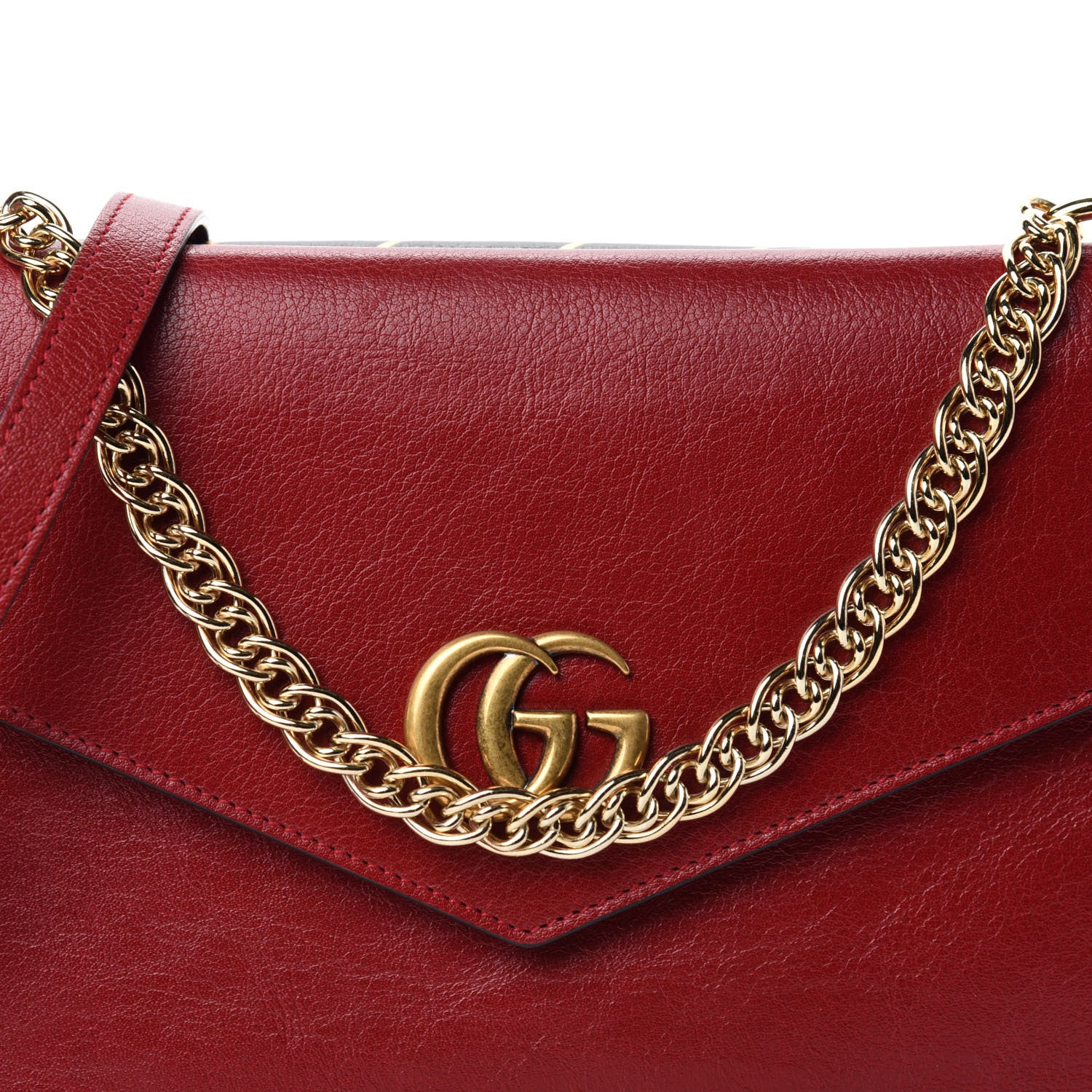 Gucci Calfskin Diagonal GG Medium Thiara Double Envelope Shoulder Bag Black Red 11 of 11