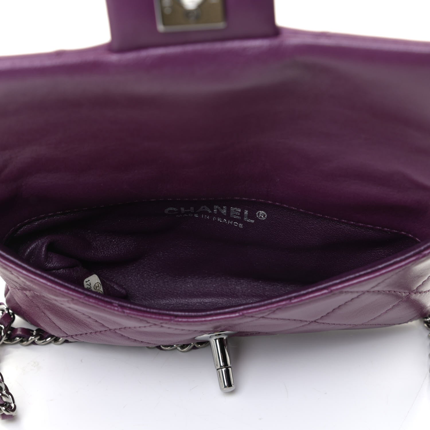 Chanel Lambskin Quilted Mini Mineral Nights Flap Crossbody Bag Purple 7 of 12
