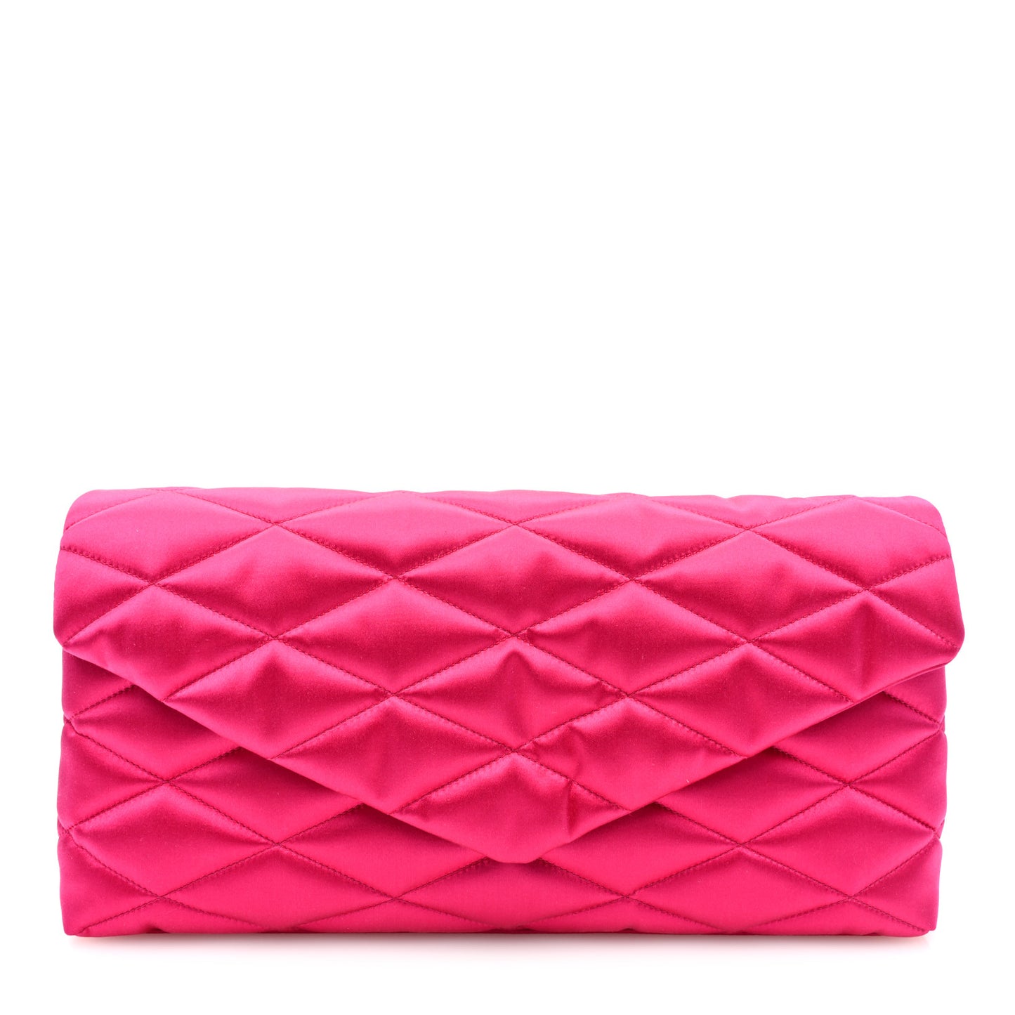 Satin Quilted Sade Puffer Envelope Clutch Bubblegum