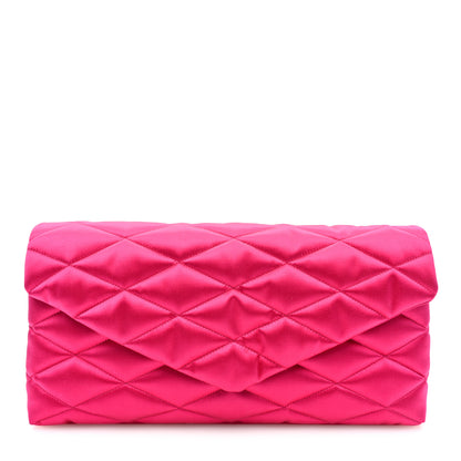 Saint Laurent Satin Quilted Sade Puffer Envelope Clutch Bubblegum 1 of 8
