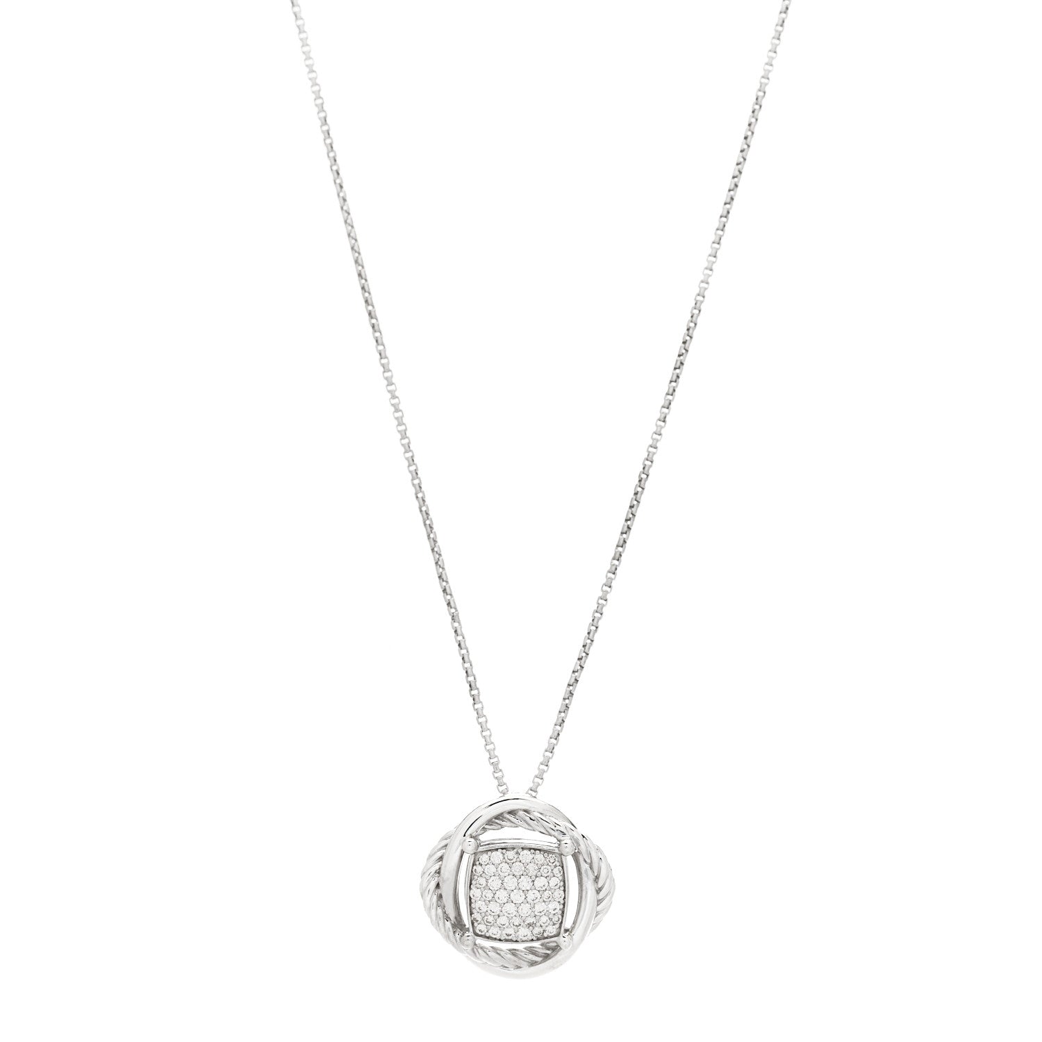 David Yurman Sterling Silver Diamond 20mm Infinity Pendant Necklace 1 of 5