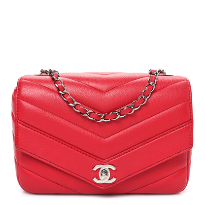 Chanel Caviar Chevron Quilted Medium Single Flap Red 1 of 12