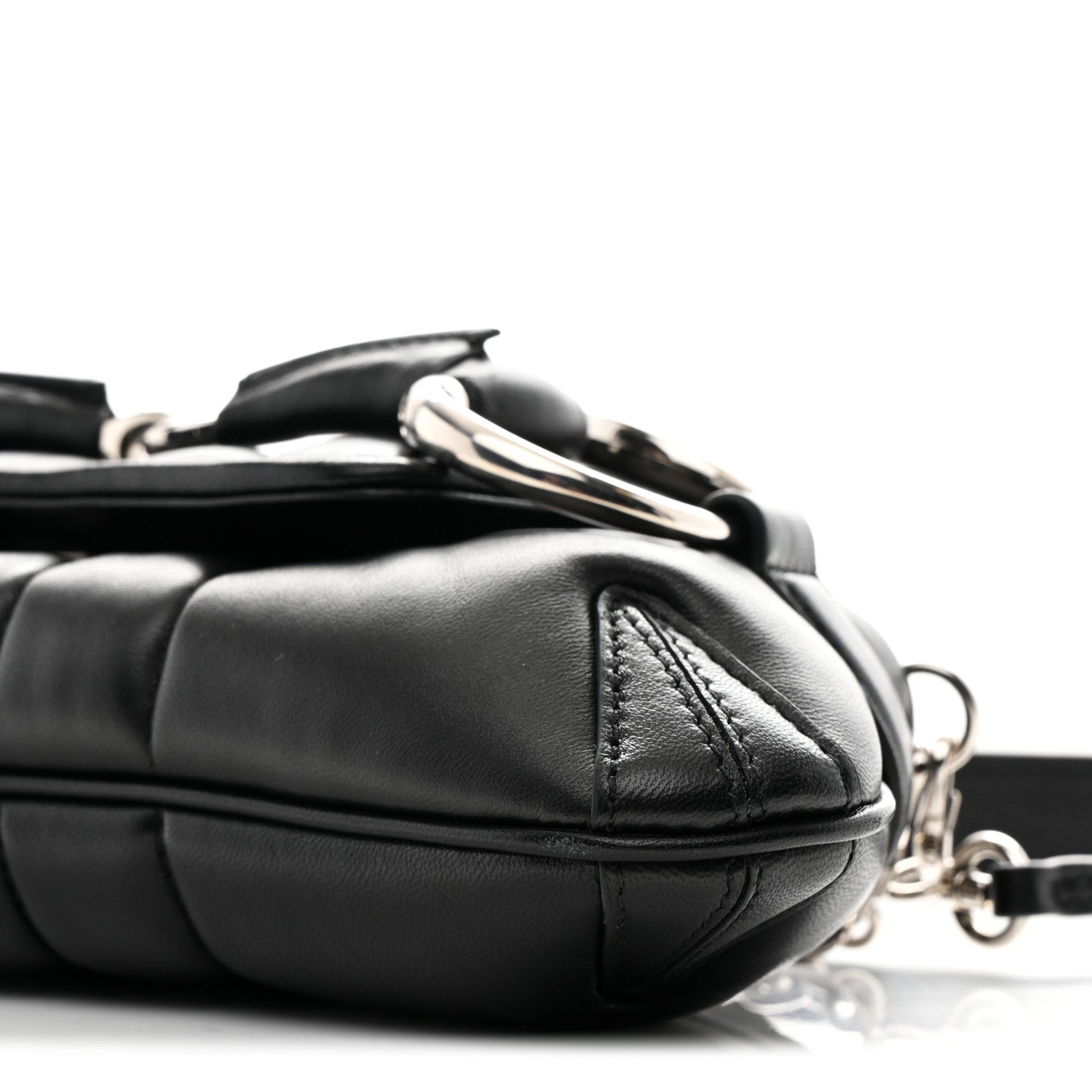 Gucci Nappa Vertical Matelasse Small Maxi Horsebit Chain Shoulder Bag Black 19 of 19