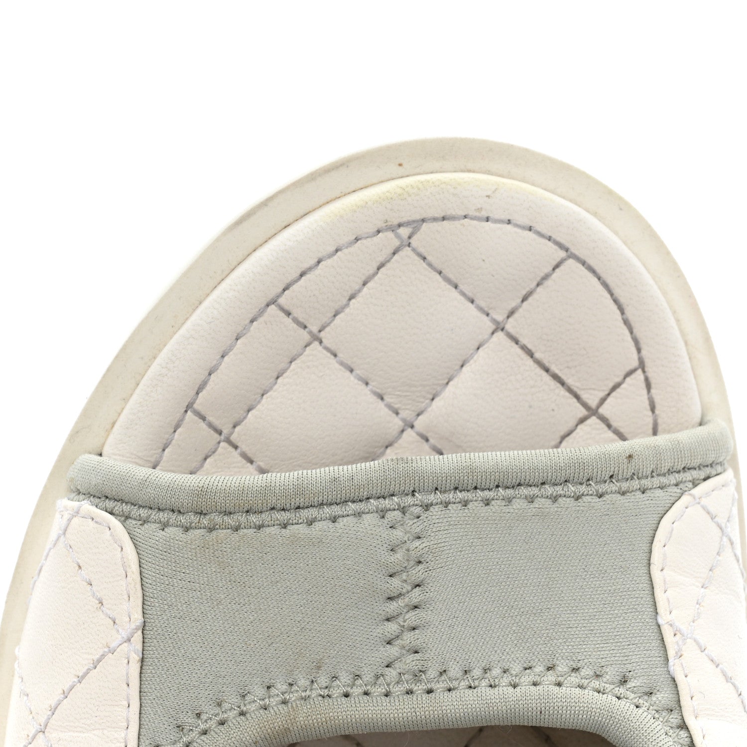Chanel Goatskin Fabric Gladiator Sandals 36.5 White Light Grey Navy Blue 11 of 14
