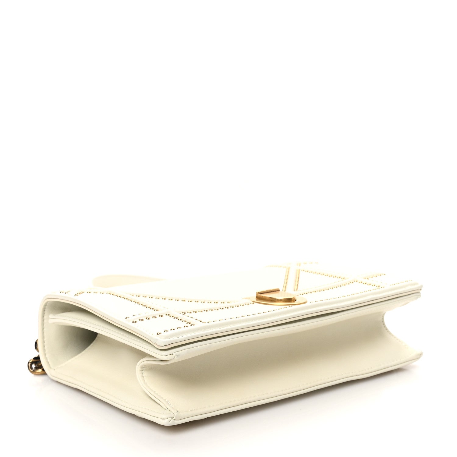 Christian Dior Lambskin Studded Medium Diorama Flap Bag Latte 4 of 10