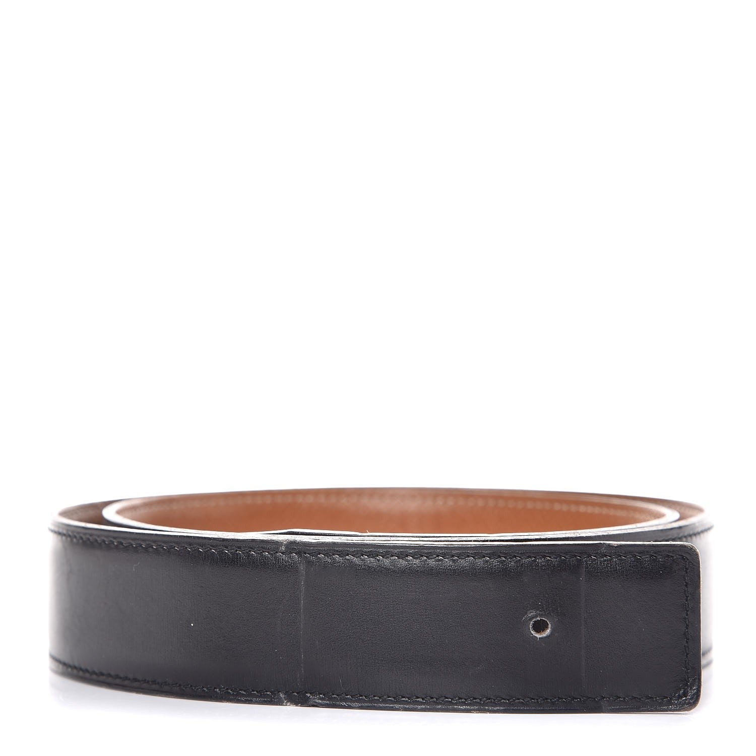 Hermes Courchevel Box 32mm Belt Strap 80 Gold Black 1 of 7