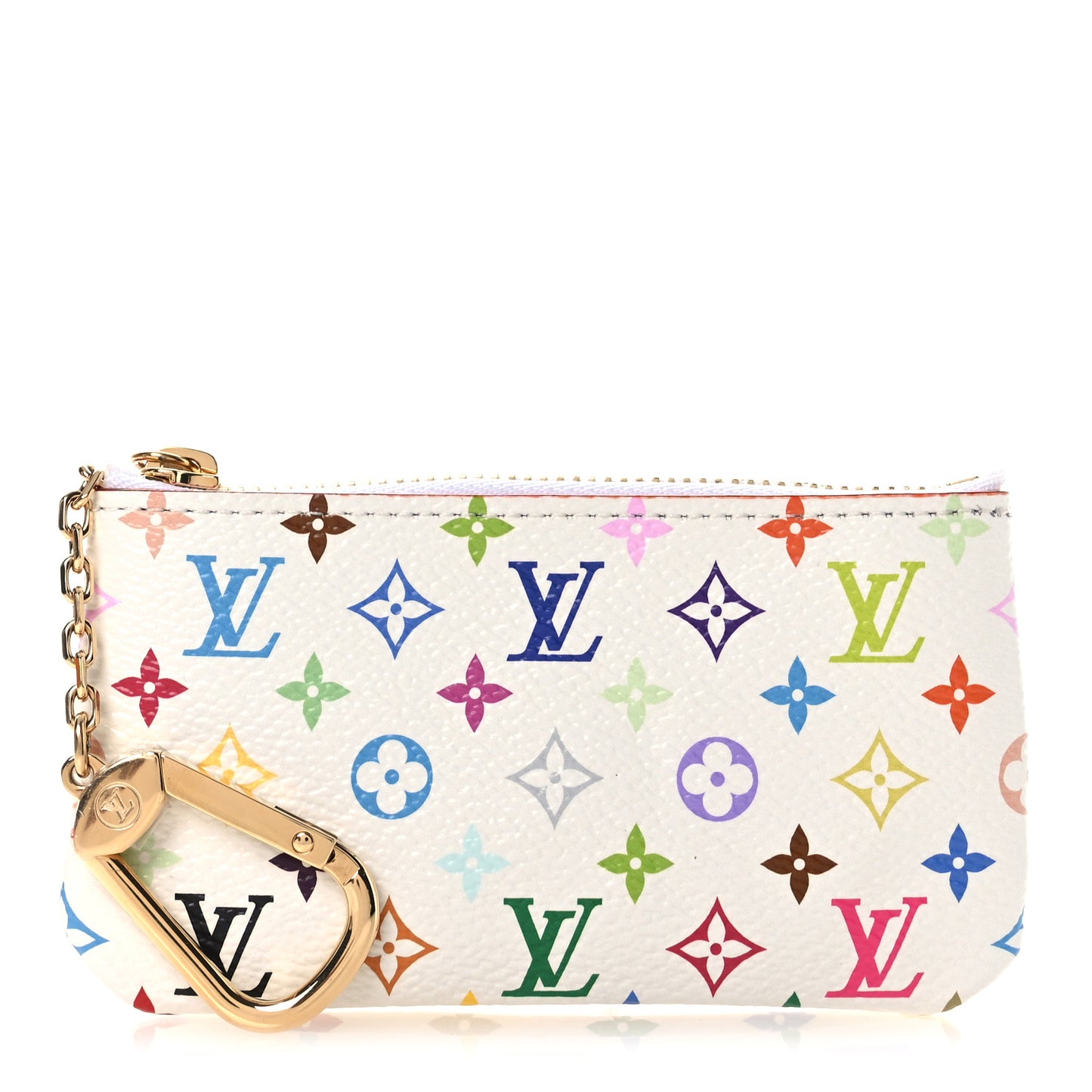 LV X TM Monogram Multicolor Key Pouch White