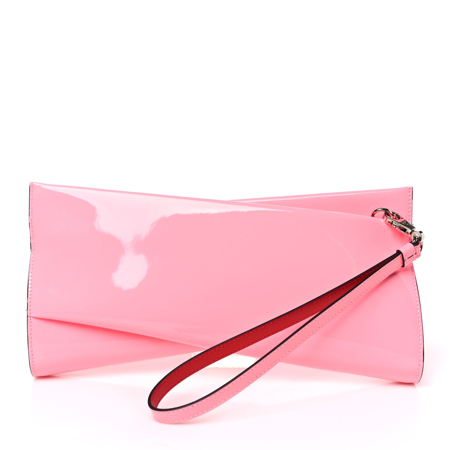 Patent Small Loubi Twist Zip Chain Clutch Bag Bubble Gum
