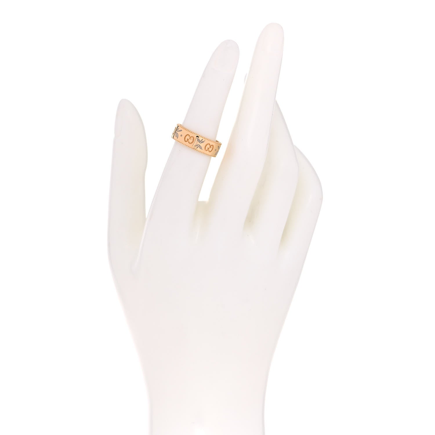 Gucci 18K Yellow Gold Enamel 6mm Icon Blooms Ring 52 6 2 of 6