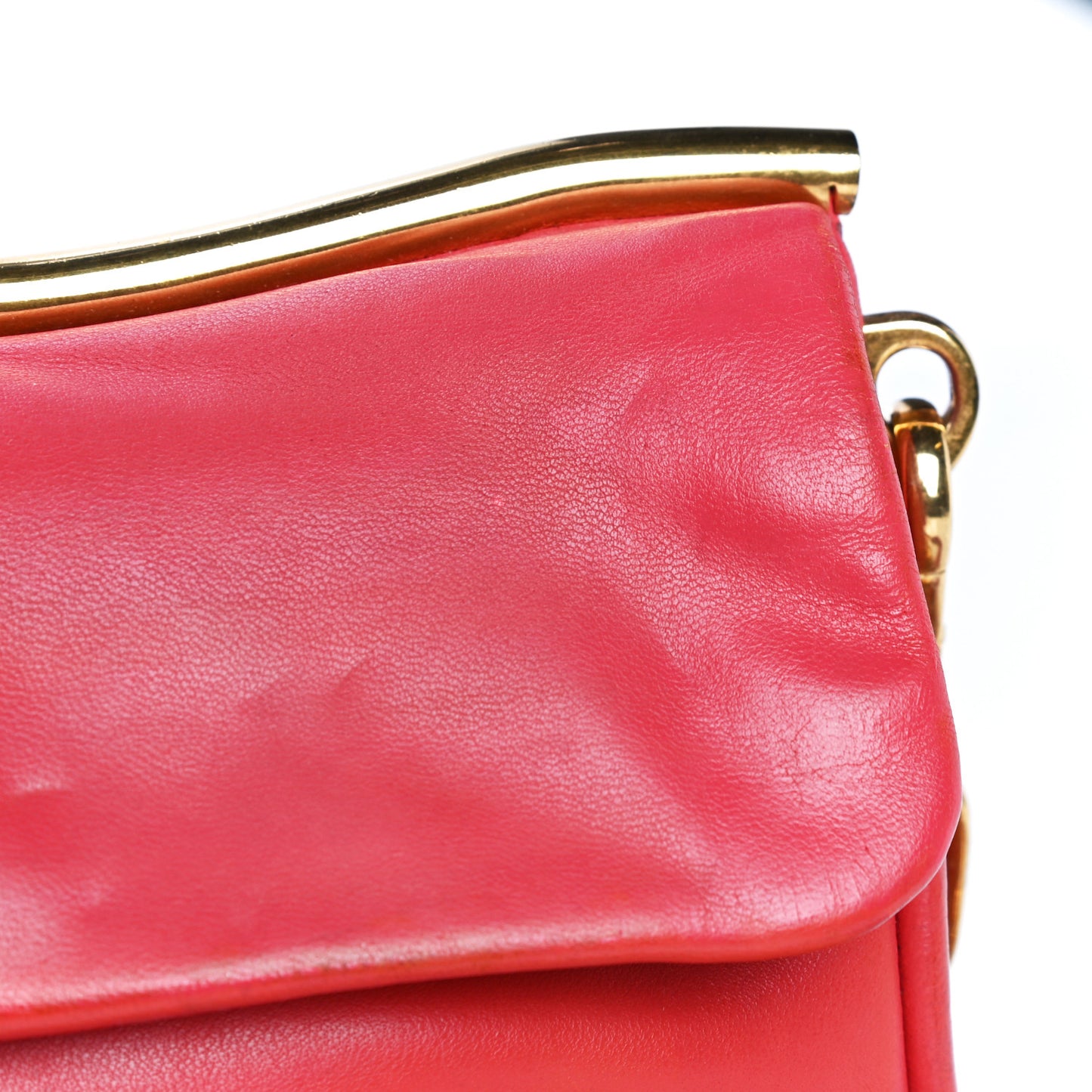 Nappa Shoulder Bag With Chain Red