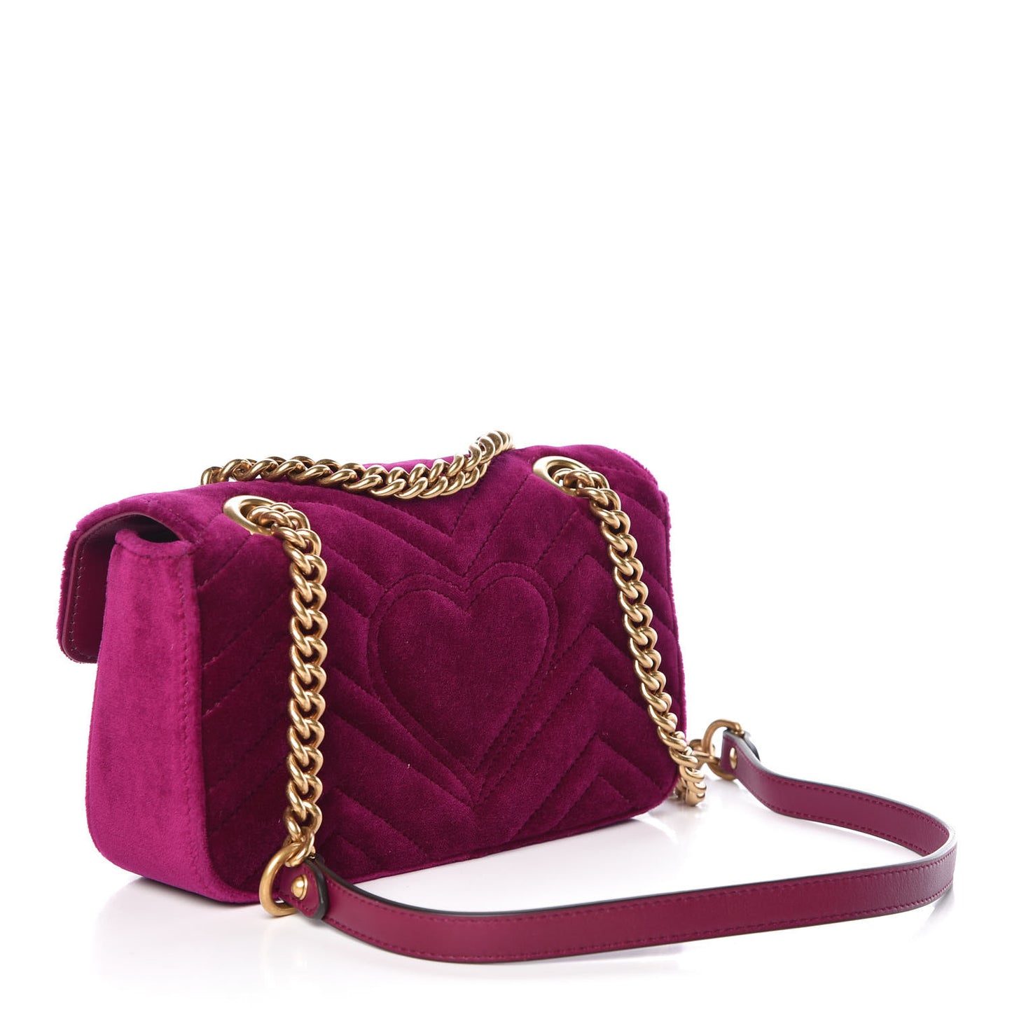 Velvet Matelasse Mini GG Marmont Shoulder Bag Fuchsia Violet Cyclamen