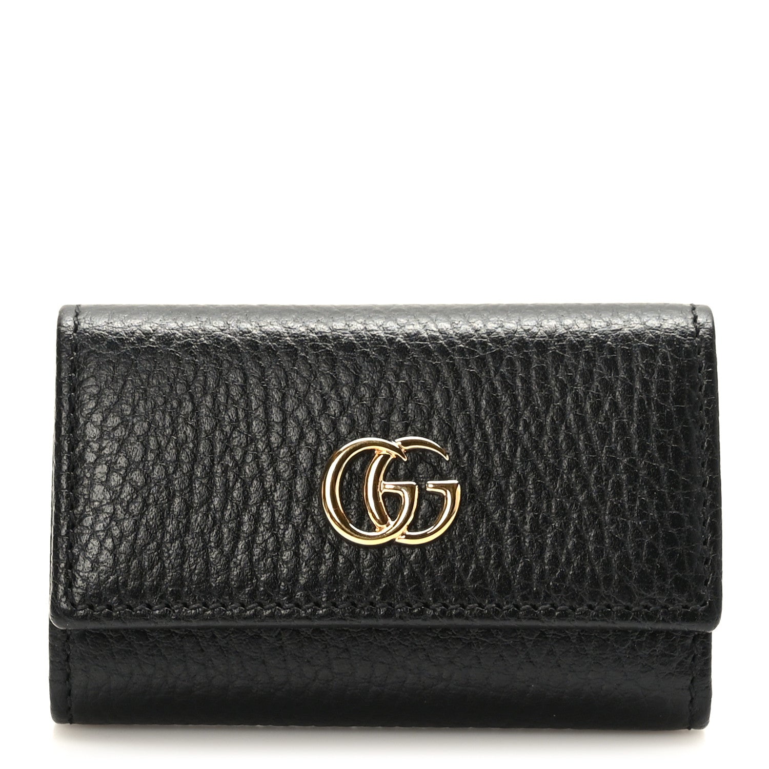 Gucci Pebbled Calfskin GG Marmont 6 Key Holder Black 1 of 6