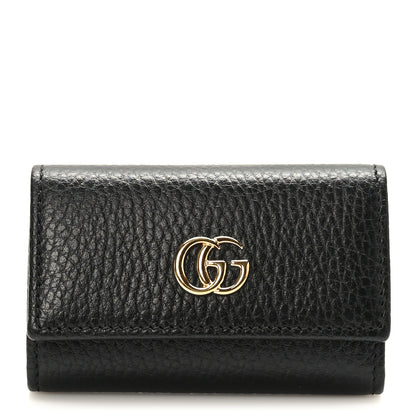 Gucci Pebbled Calfskin GG Marmont 6 Key Holder Black 1 of 6