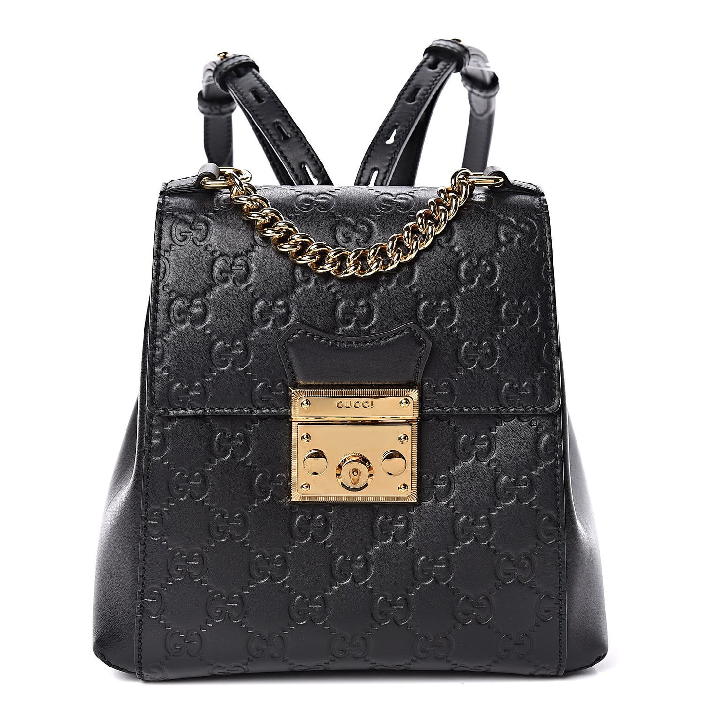 Guccissima Signature Padlock Backpack Black