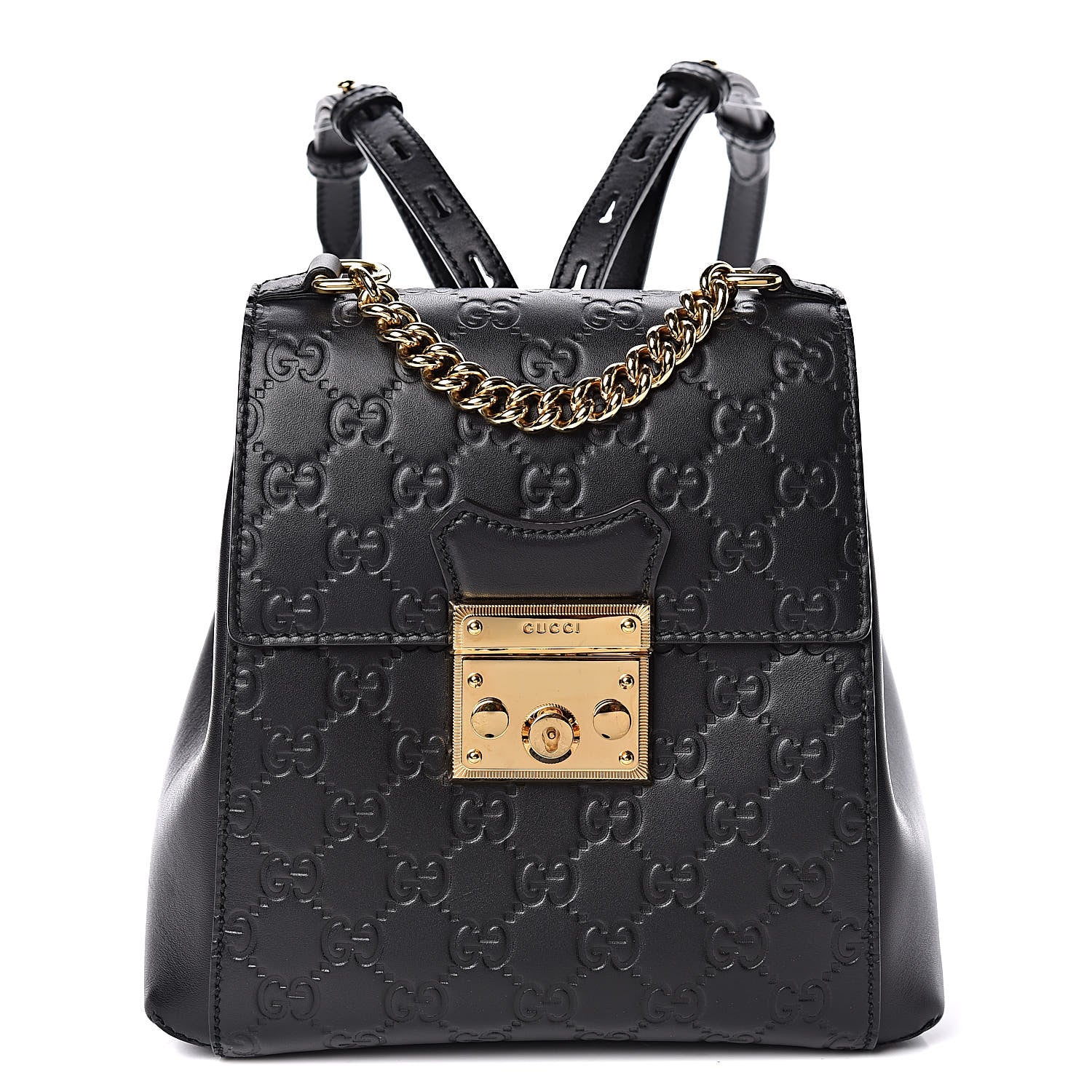Gucci Guccissima Signature Padlock Backpack Black 1 of 11