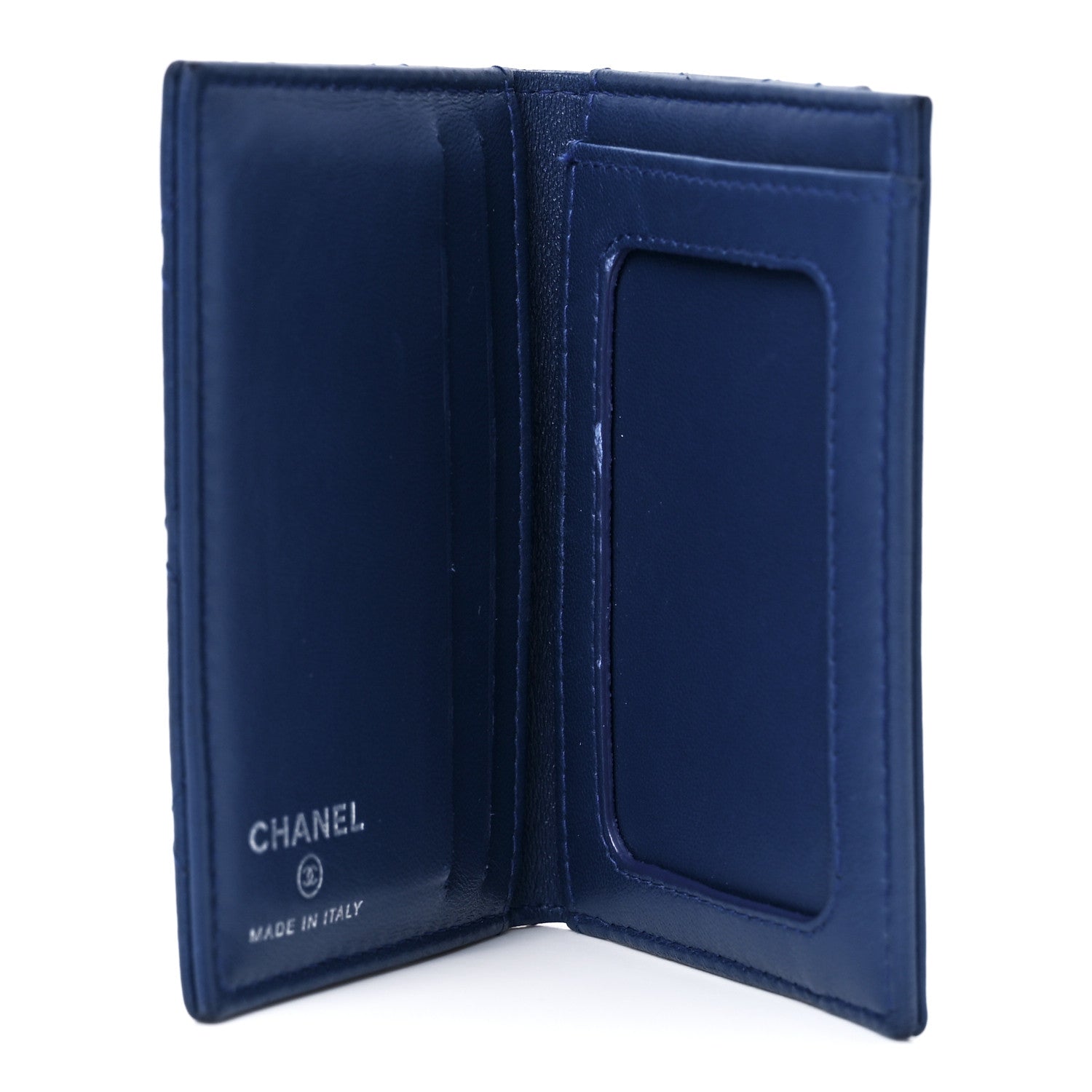 Chanel Lambskin Quilted CC Card Holder Wallet Blue 5 of 16