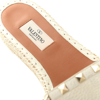 Valentino Garavani Canvas Rockstud Espadrille Flat Slide Sandals 38 White 8 of 10