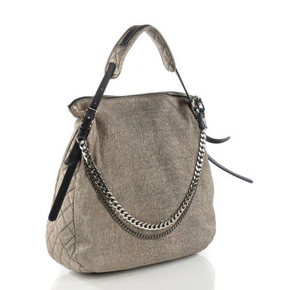 Jimmy Choo Metallic Cracked Leather Boho Hobo Platinum 3 of 8