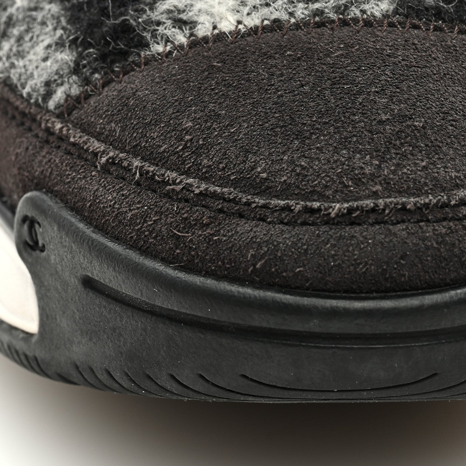 Chanel Suede Calfskin Mixed Fibers CC Sneakers 38 Grey 9 of 10