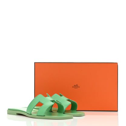 Hermes Epsom Oran Sandals 35 Vert Pomme 10 of 10