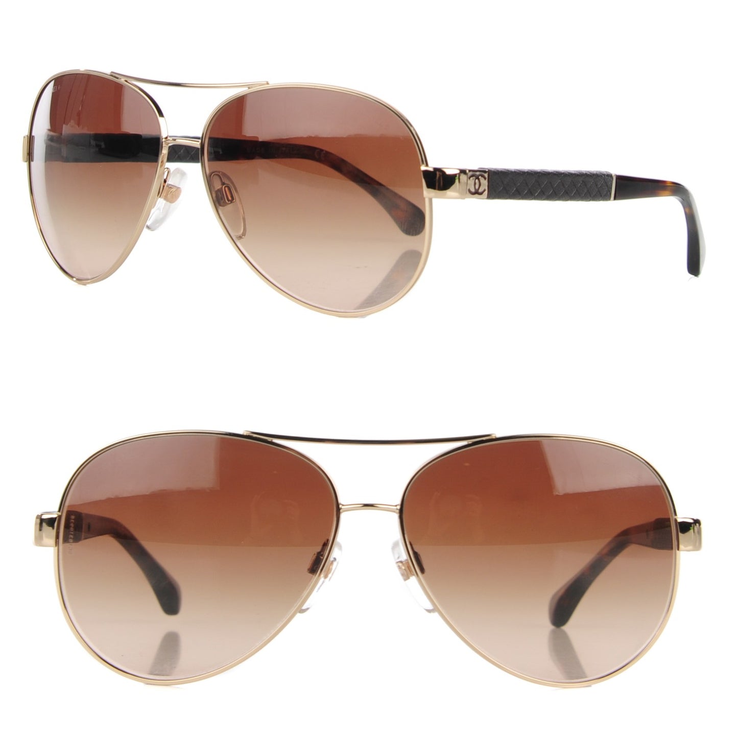 Lambskin Quilted CC Sunglasses 4195-Q Gold Brown