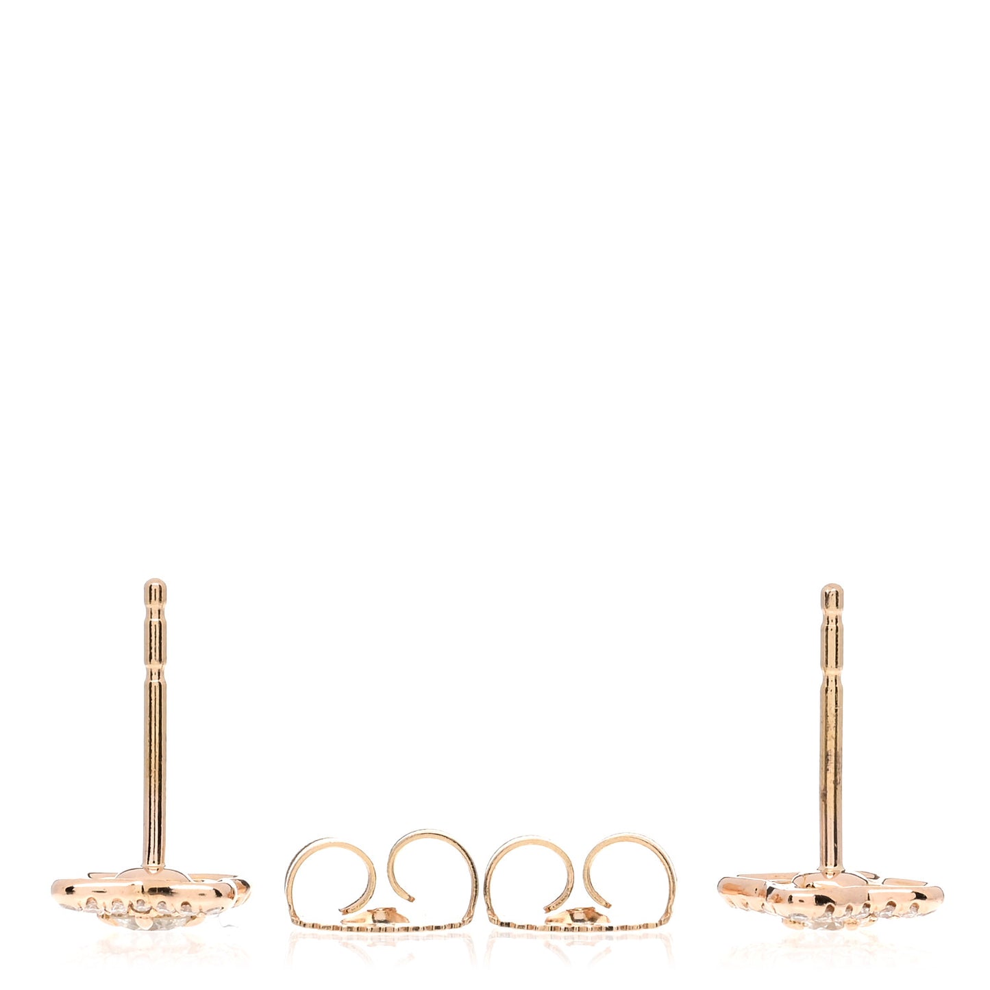 18K Rose Gold Diamond 9mm Venetian Quatrefoil Stud Earrings