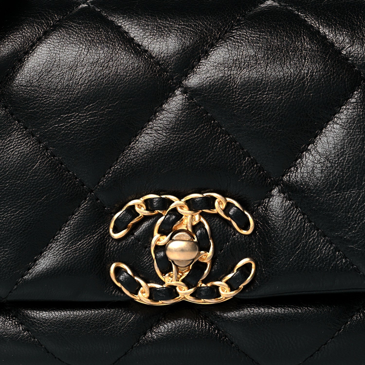 Chanel Goatskin Quilted Chanel 19 Waist Bag Black 9 of 12