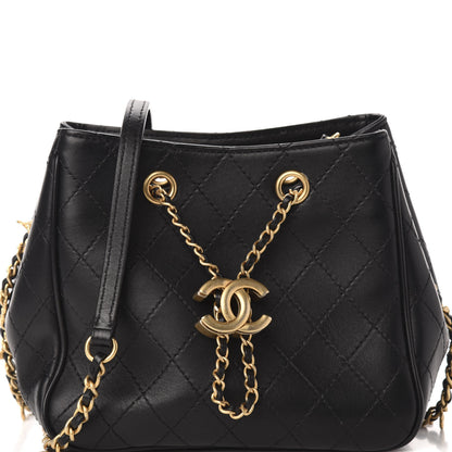Chanel Calfskin Stitched Small Egyptian Amulet Drawstring Bag Black 10 of 11