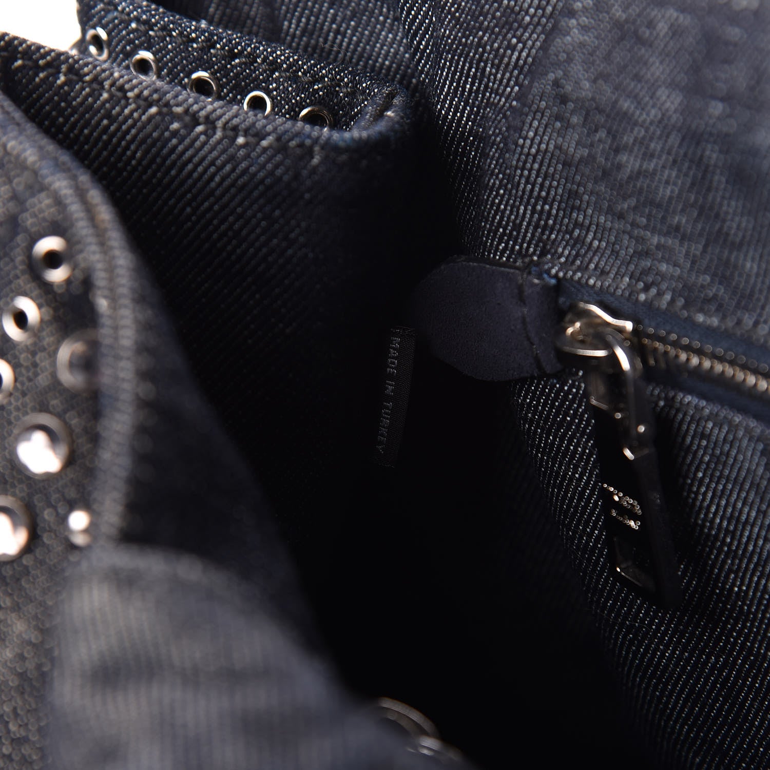 Prada Denim Crystal Studded Canapa Tote Black 8 of 11