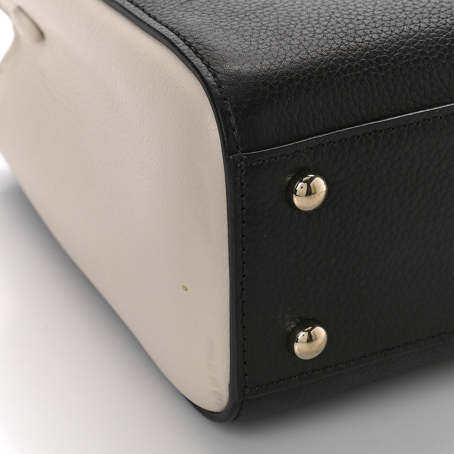 Grained Calfskin Mini Bi-Color Neo Executive Shopper Tote Black Beige