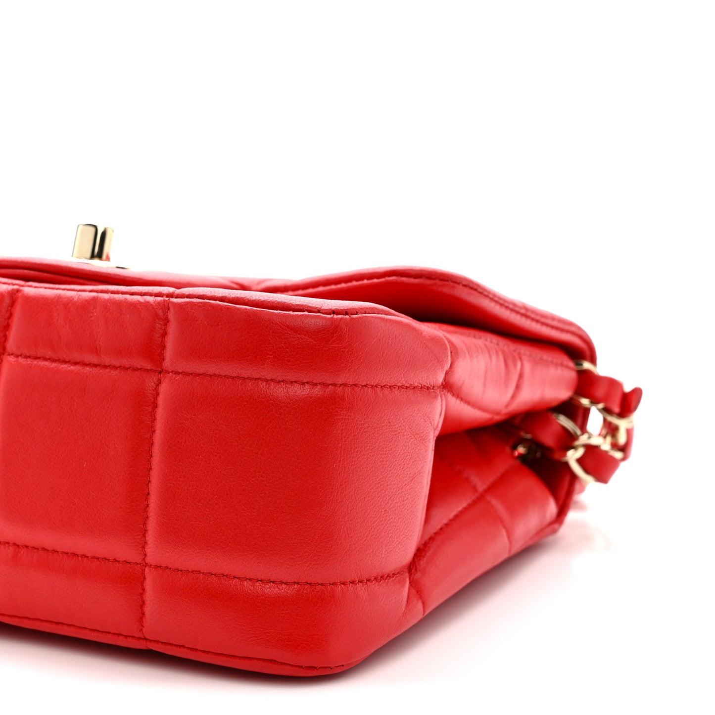 Lambskin Resin Crystal Square Quilted Monacoco Mini Flap Red