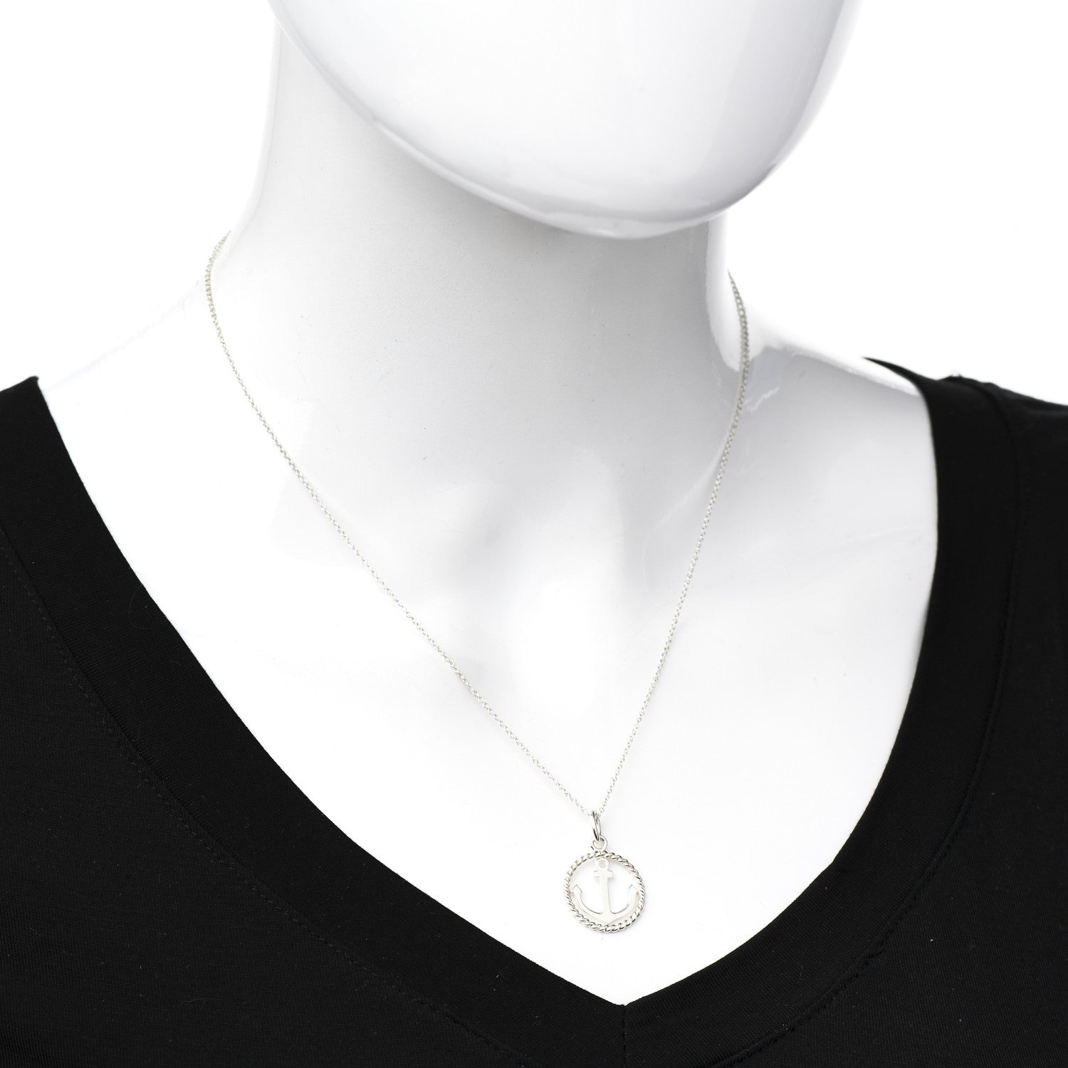 Tiffany Sterling Silver Twist Anchor Charm Pendant Necklace 2 of 6