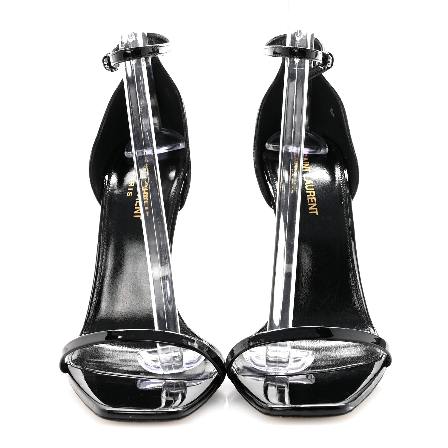 Saint Laurent Patent Calfskin Opyum 110 Sandals 40 Black 3 of 9