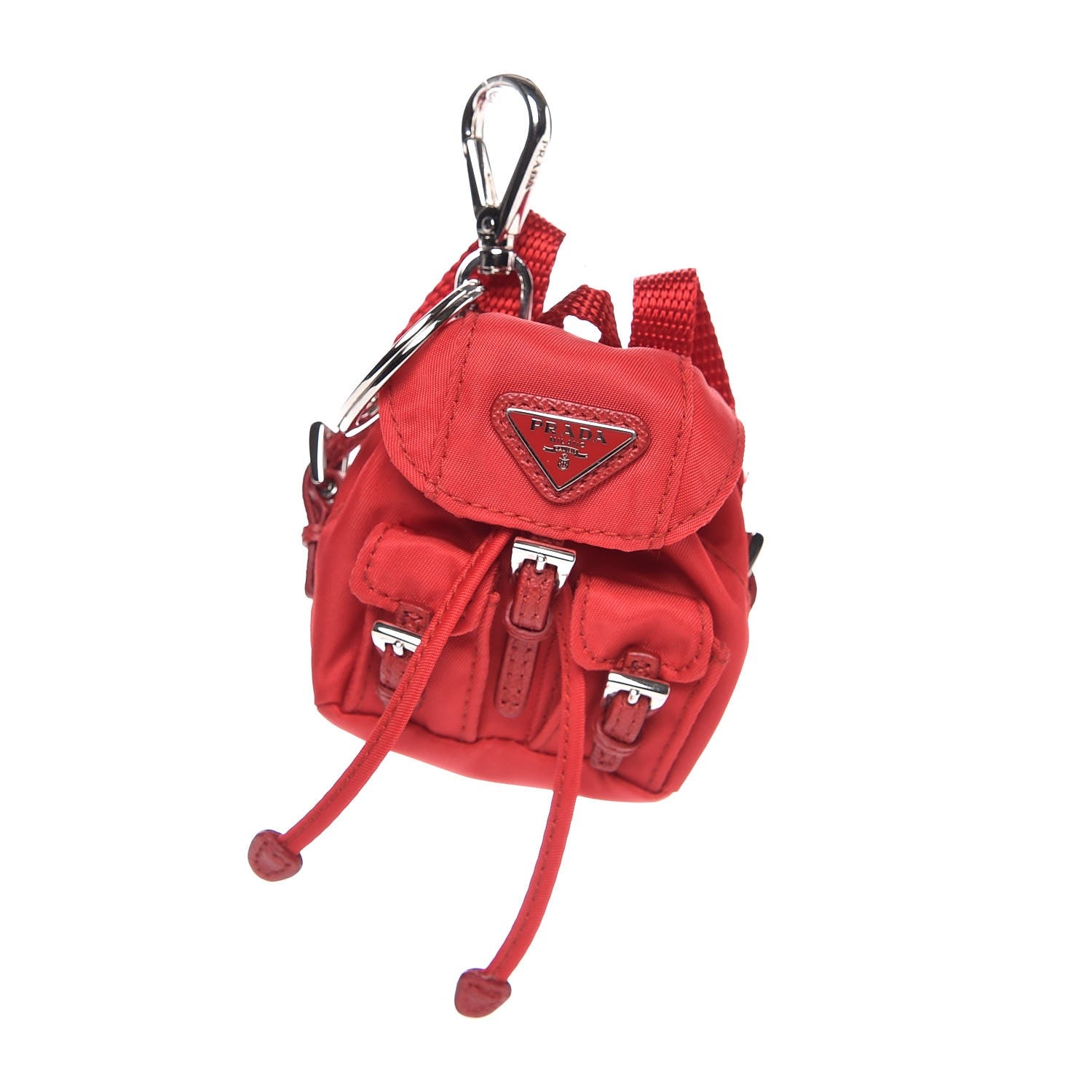 Prada Nylon Vela Backpack Keychain Charm Rosso 1 of 7